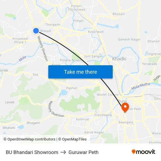 BU Bhandari Showroom to Guruwar Peth map