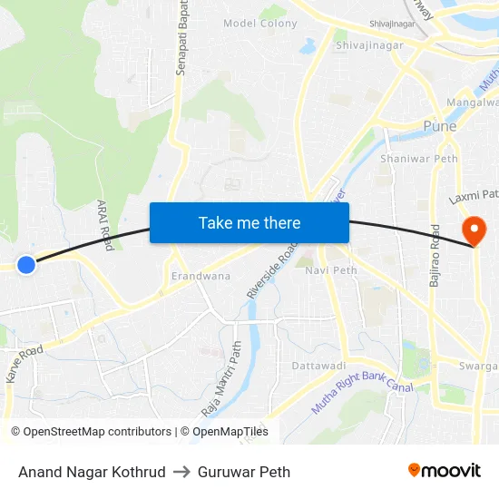 Anand Nagar Kothrud to Guruwar Peth map