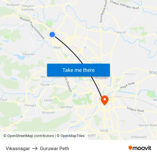 Vikasnagar to Guruwar Peth map