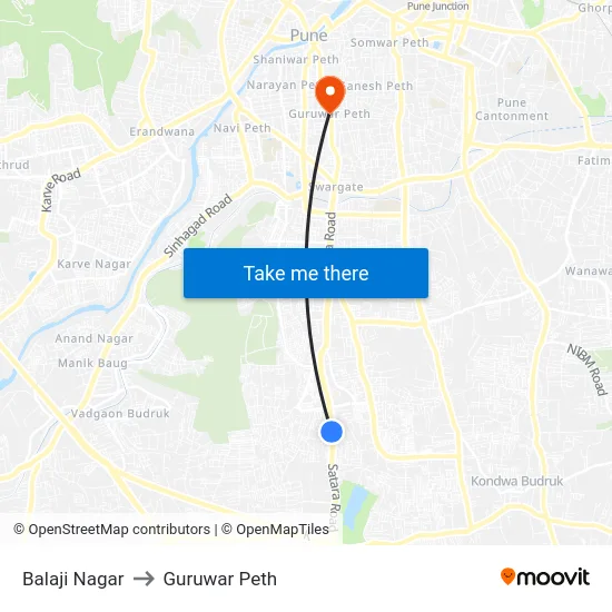 Balaji Nagar to Guruwar Peth map