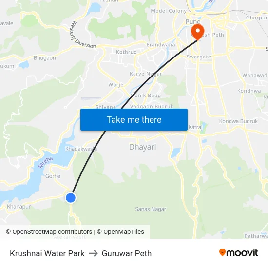 Krushnai Water Park to Guruwar Peth map