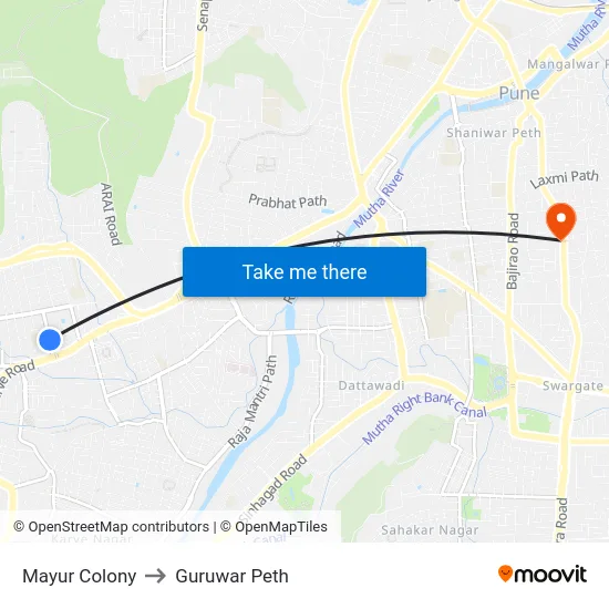 Mayur Colony to Guruwar Peth map