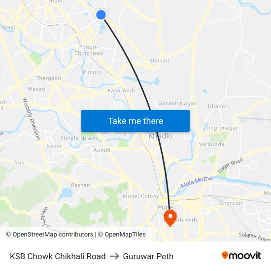 KSB Chowk Chikhali Road to Guruwar Peth map