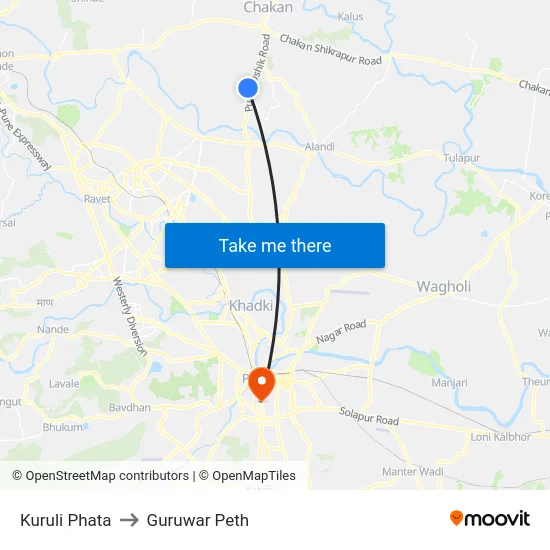 Kuruli Phata to Guruwar Peth map