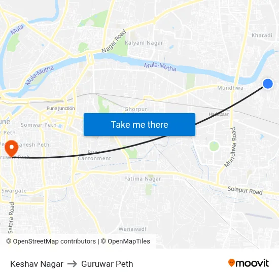 Keshav Nagar to Guruwar Peth map