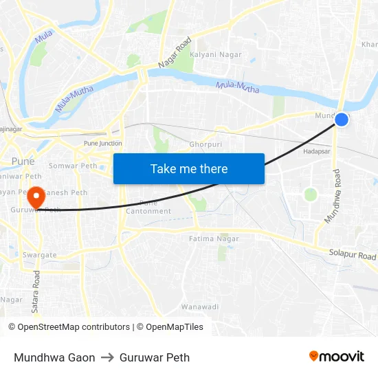 Mundhwa Gaon to Guruwar Peth map