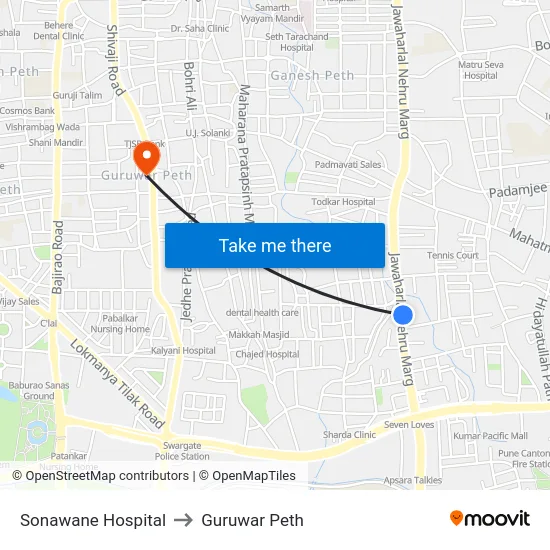 Sonawane Hospital to Guruwar Peth map