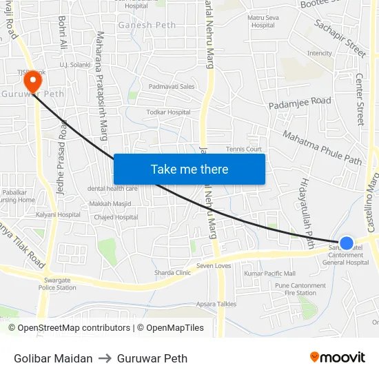 Golibar Maidan to Guruwar Peth map