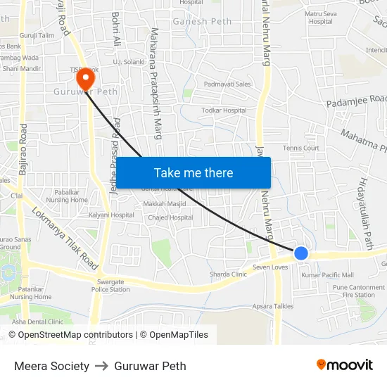 Meera Society to Guruwar Peth map