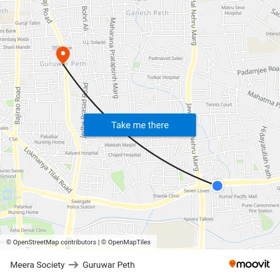 Meera Society to Guruwar Peth map