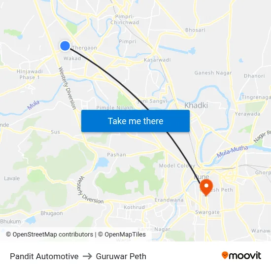 Pandit Automotive to Guruwar Peth map