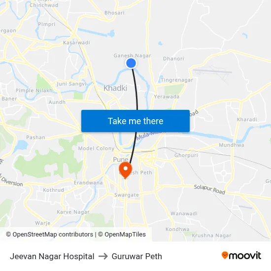 Jeevan Nagar Hospital to Guruwar Peth map