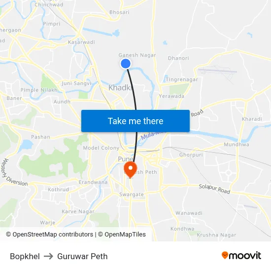 Bopkhel to Guruwar Peth map