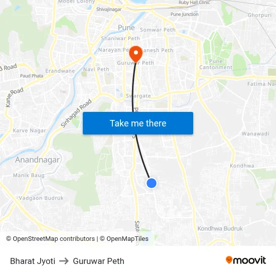Bharat Jyoti to Guruwar Peth map