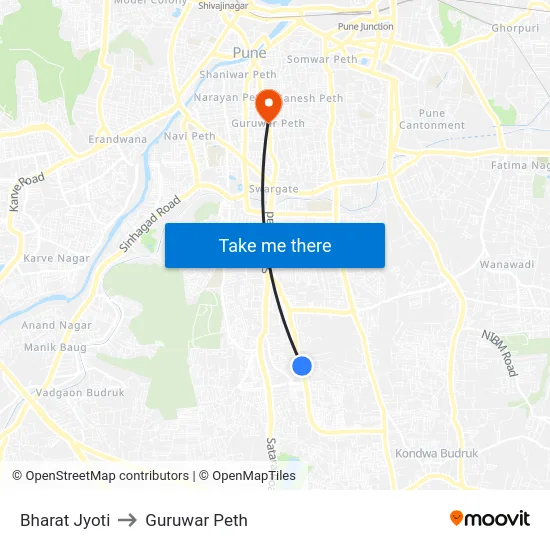 Bharat Jyoti to Guruwar Peth map