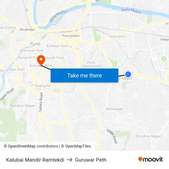 Kalubai Mandir Ramtekdi to Guruwar Peth map