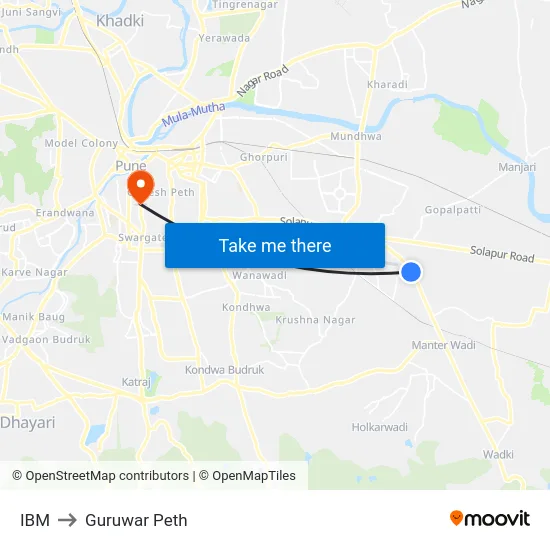 IBM to Guruwar Peth map