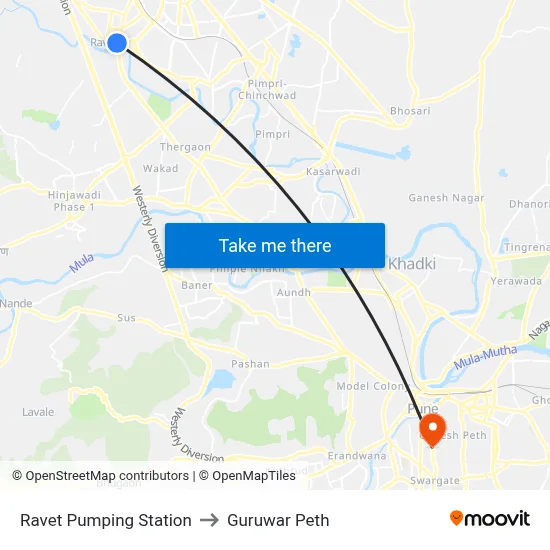 Ravet Pumping Station to Guruwar Peth map