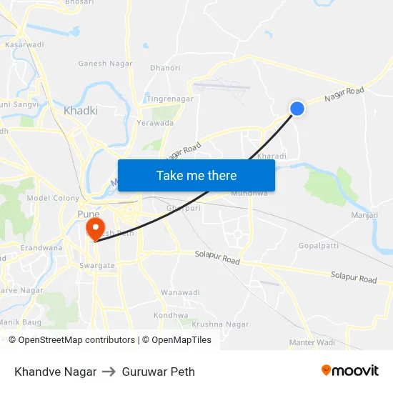 Khandve Nagar to Guruwar Peth map