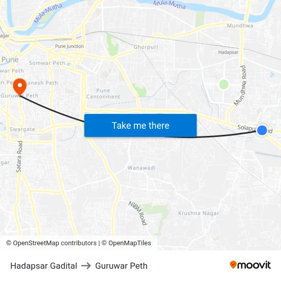 Hadapsar Gadital to Guruwar Peth map