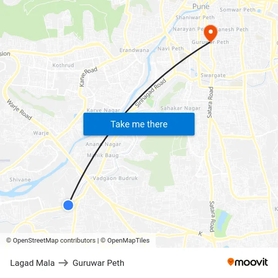 Lagad Mala to Guruwar Peth map