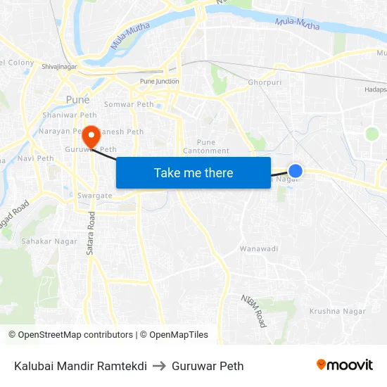 Kalubai Mandir Ramtekdi to Guruwar Peth map