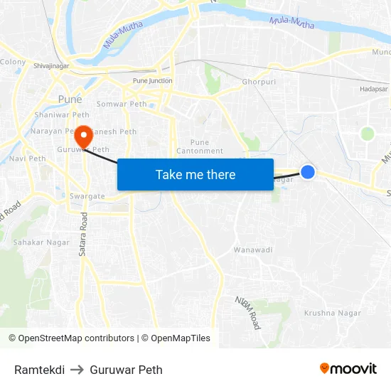 Ramtekdi to Guruwar Peth map