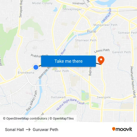 Sonal Hall to Guruwar Peth map