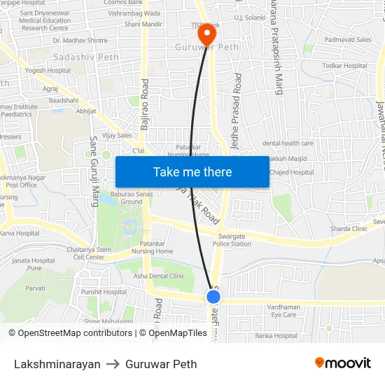 Lakshminarayan to Guruwar Peth map