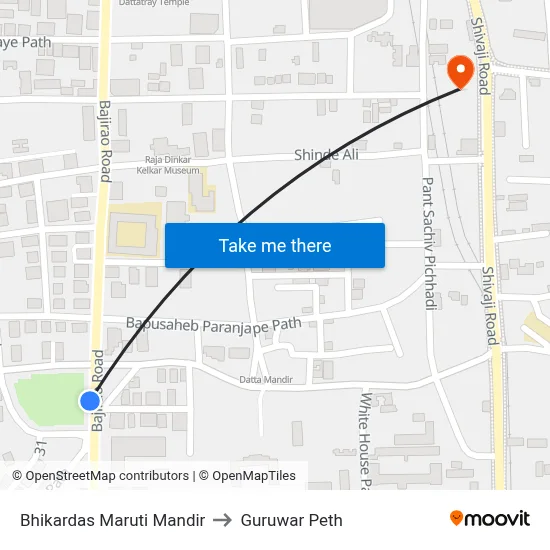 Bhikardas Maruti Mandir to Guruwar Peth map