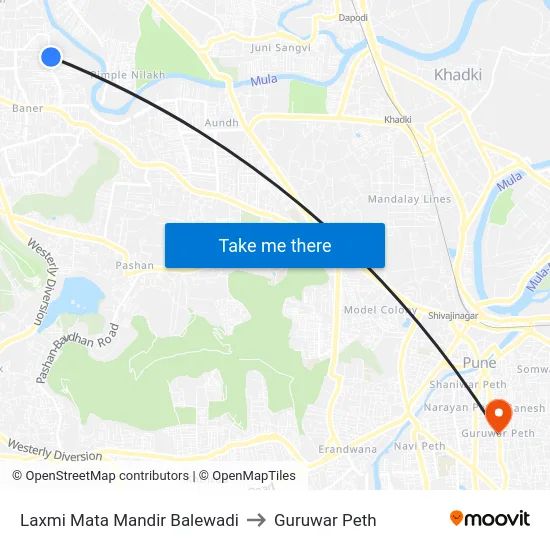Laxmi Mata Mandir Balewadi to Guruwar Peth map