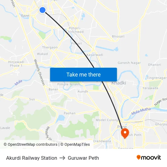 Akurdi Railway Station to Guruwar Peth map