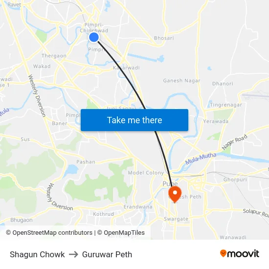 Shagun Chowk to Guruwar Peth map
