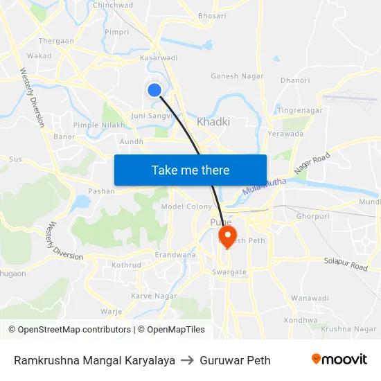Ramkrushna Mangal Karyalaya to Guruwar Peth map