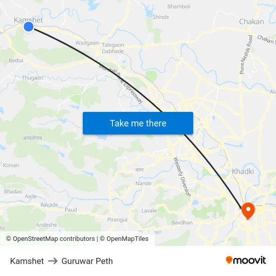 Kamshet to Guruwar Peth map