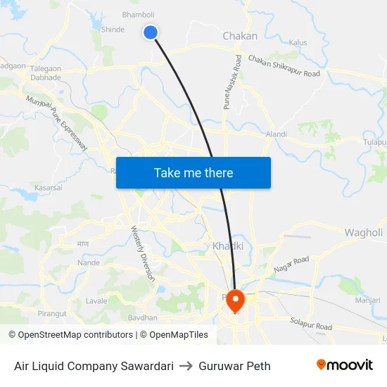 Air Liquid Company Sawardari to Guruwar Peth map