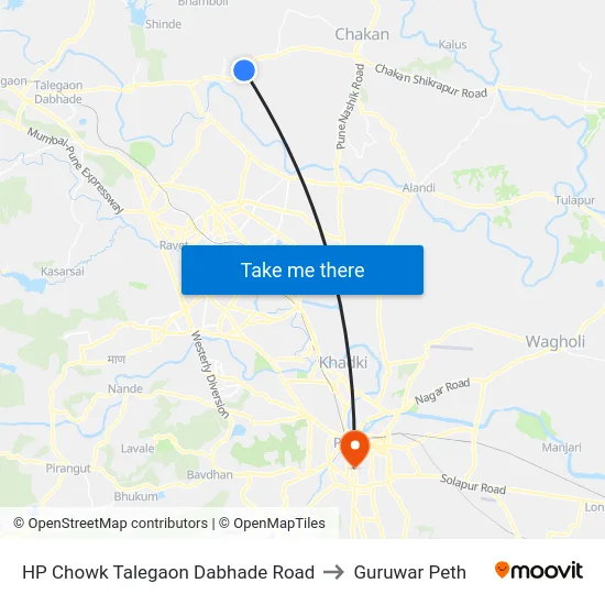 HP Chowk Talegaon Dabhade Road to Guruwar Peth map