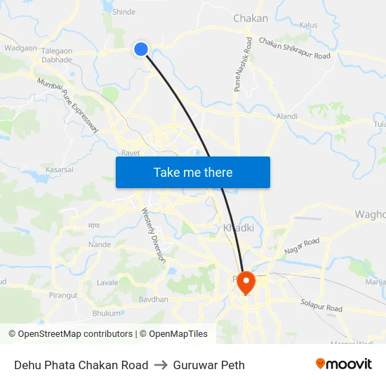 Dehu Phata Chakan Road to Guruwar Peth map