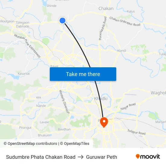Sudumbre Phata Chakan Road to Guruwar Peth map