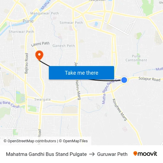 Mahatma Gandhi Bus Stand Pulgate to Guruwar Peth map
