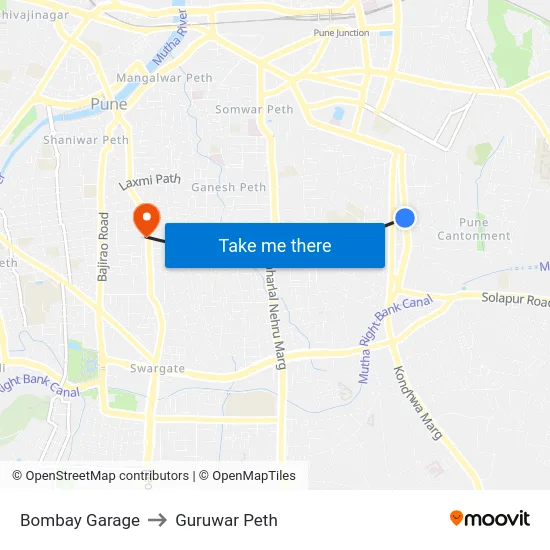 Bombay Garage to Guruwar Peth map