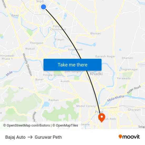 Bajaj Auto to Guruwar Peth map