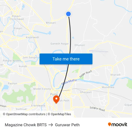 Magazine Chowk BRTS to Guruwar Peth map