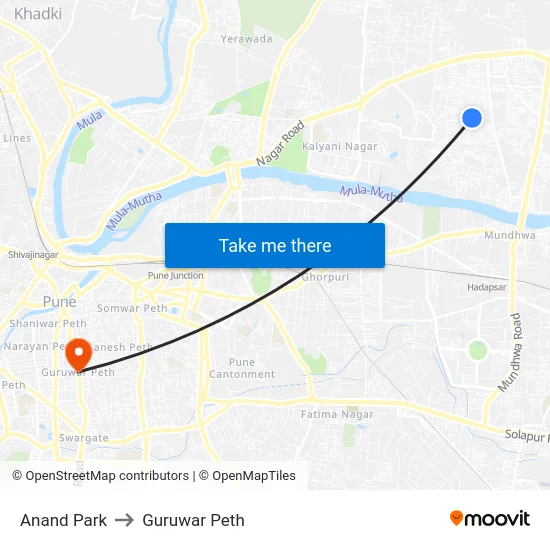 Anand Park to Guruwar Peth map