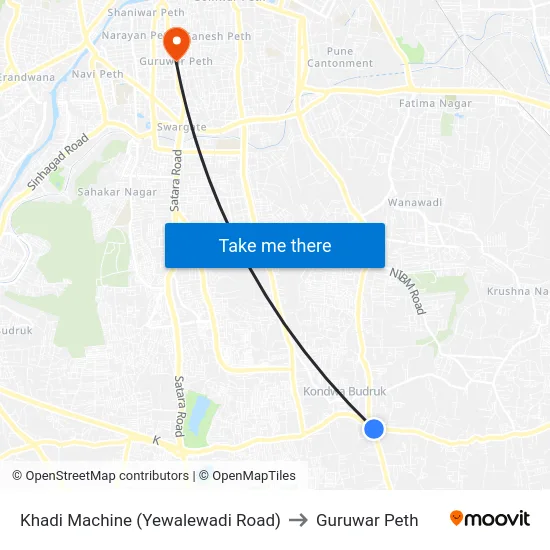Khadi Machine (Yewalewadi Road) to Guruwar Peth map