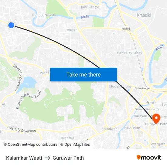 Kalamkar Wasti to Guruwar Peth map