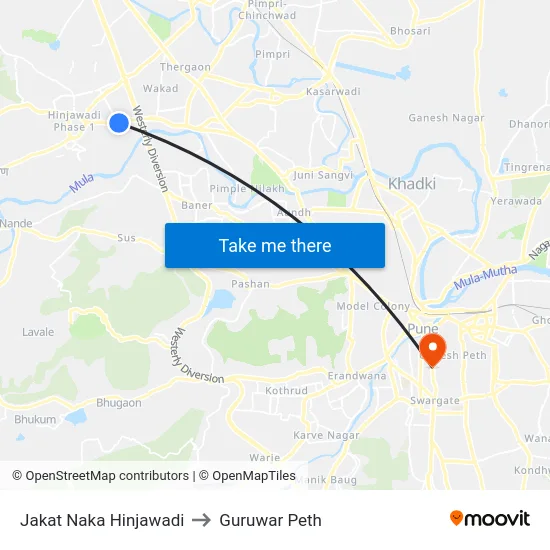 Jakat Naka Hinjawadi to Guruwar Peth map