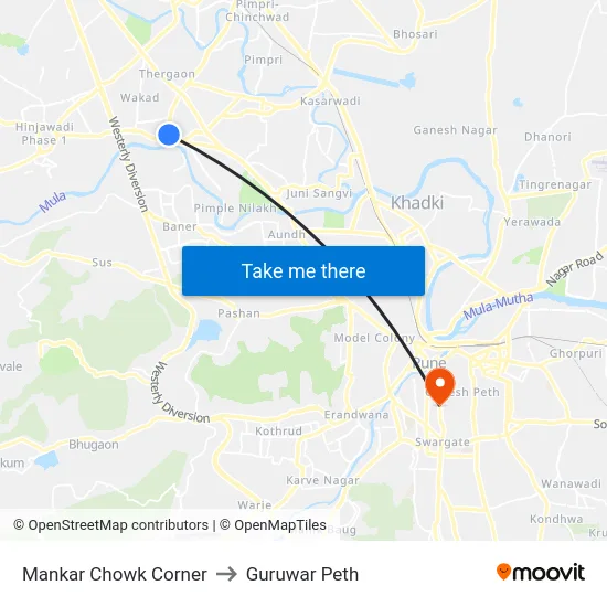 Mankar Chowk Corner to Guruwar Peth map