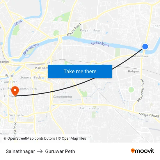 Sainathnagar to Guruwar Peth map