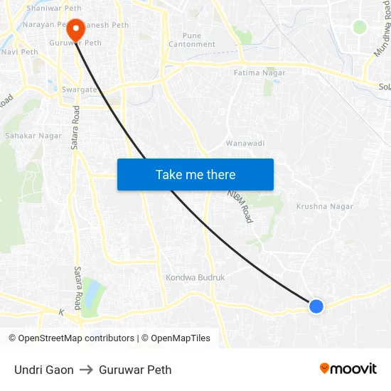 Undri Gaon to Guruwar Peth map